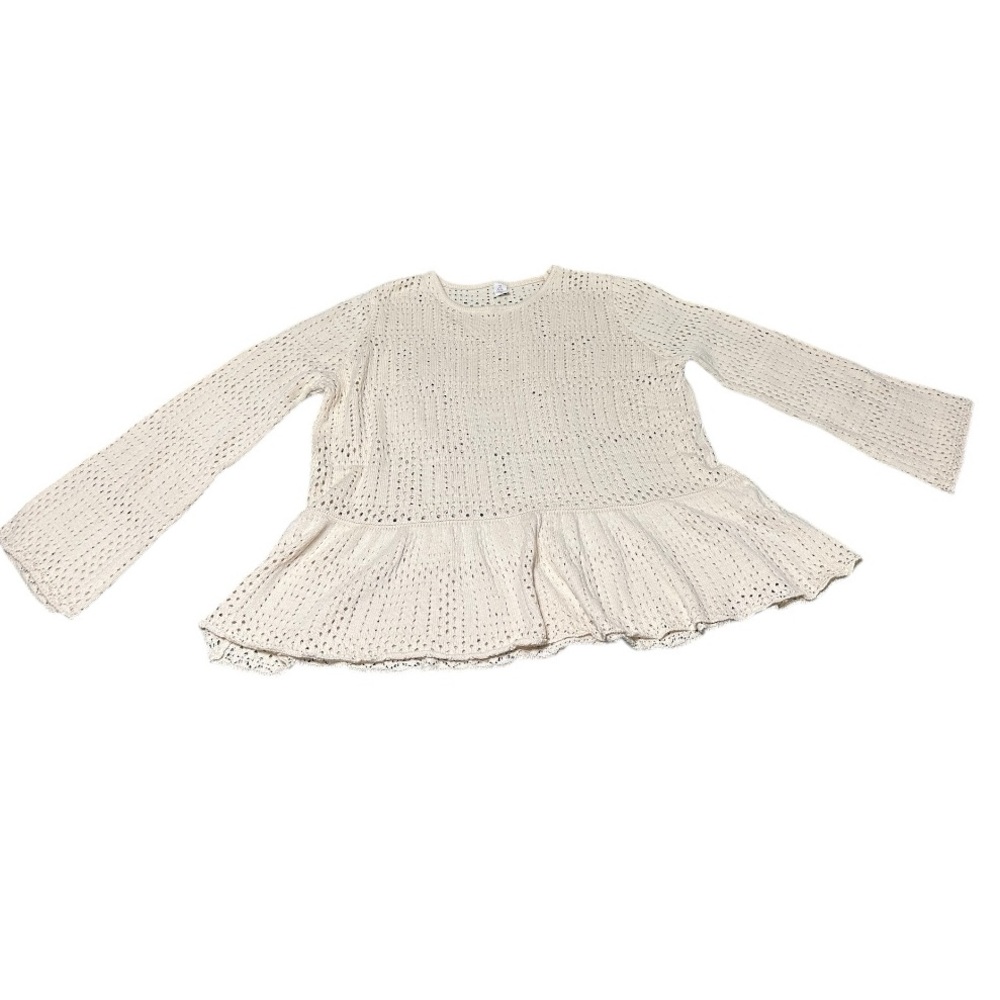 Women’s Like Love Crochet Bell Sleeve Top – Cream – Size 2X